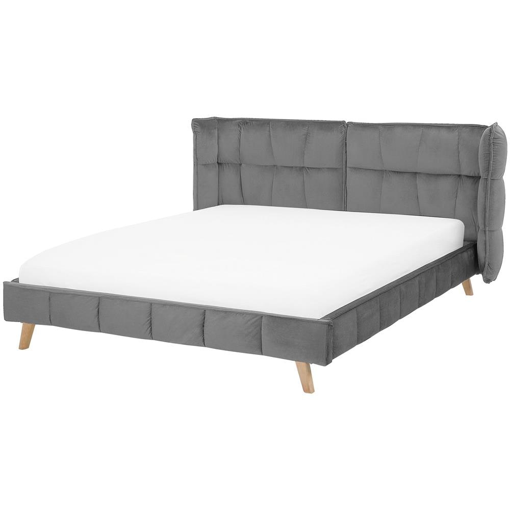 Letto Matrimoniale In Velluto Grigio 160x200cm Senlis - Foto 1