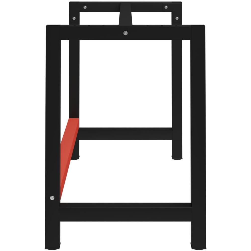 Telaio per Banco da Lavoro in Metallo 120x57x79 cm Nero e Rosso - Foto 3