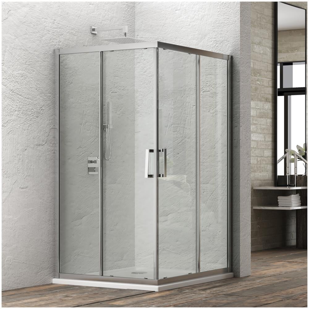 Box Cabina Doccia Angolare Corner Due Ante Scorrevoli Cristallo Temprato Alta Qualità *** Misure : 67-69x87-89xh195 Cm Stampato - Foto 1
