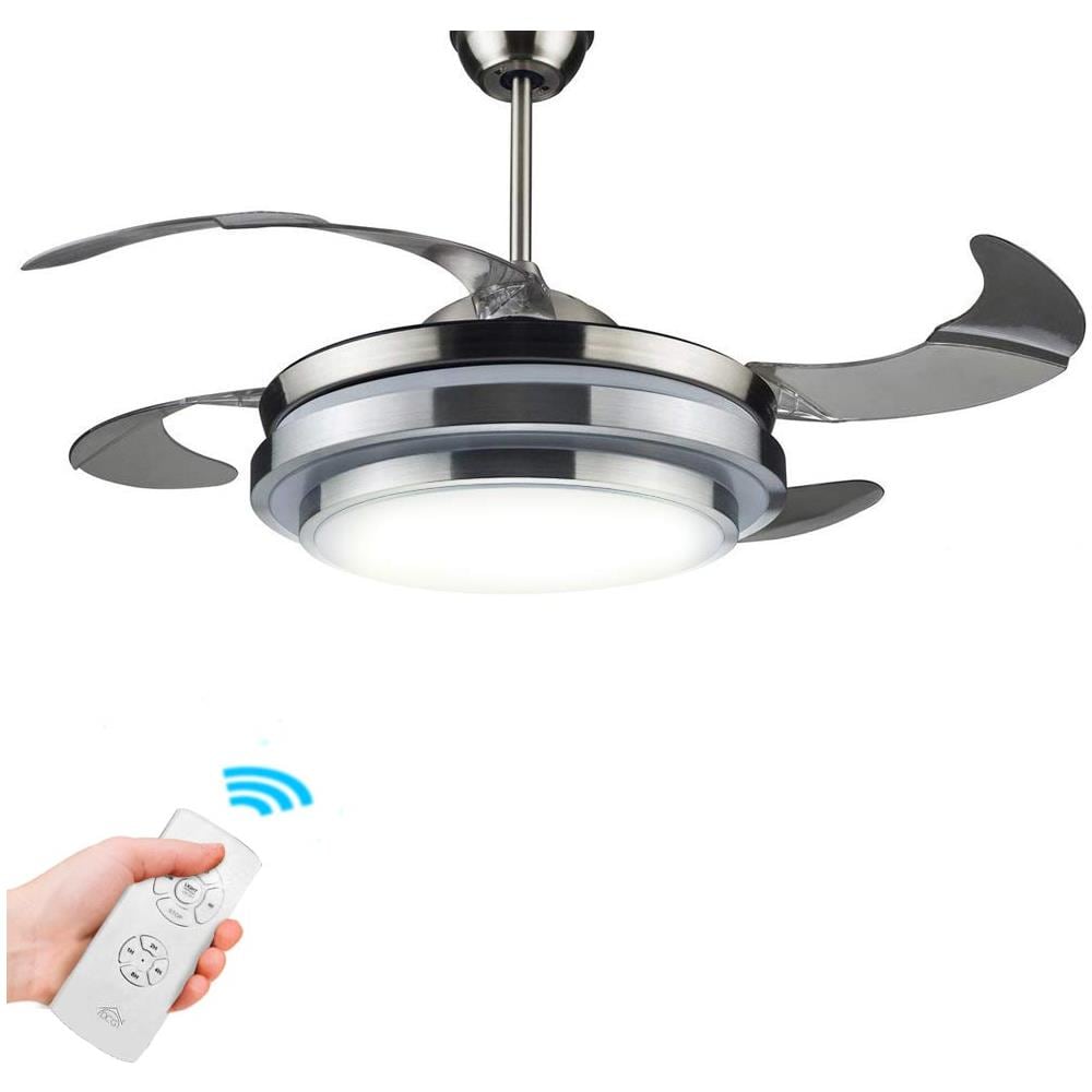 Ventilatore Da Soffitto 4 Pale Richiudibili In Metallo Con Lampada E Telecomando - Foto 1