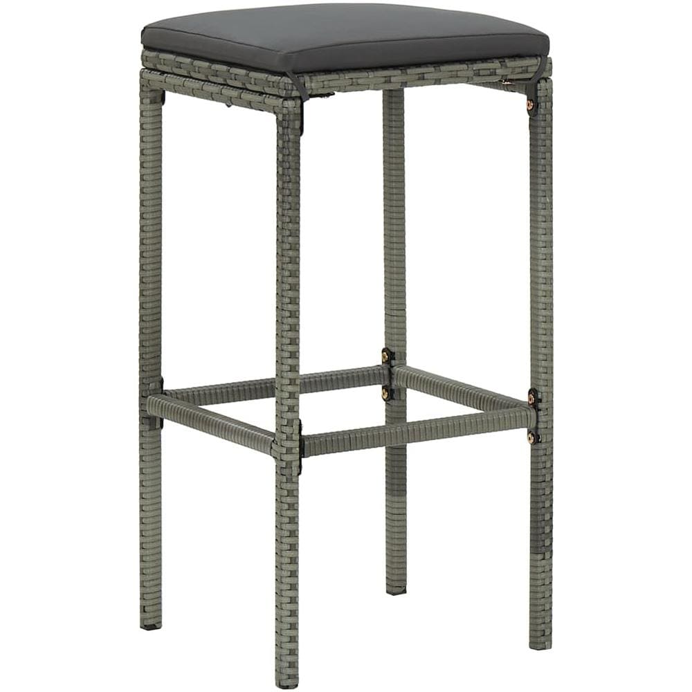 Sgabelli Da Bar Con Cuscini 6 Pz Grigi In Polyrattan - Foto 2