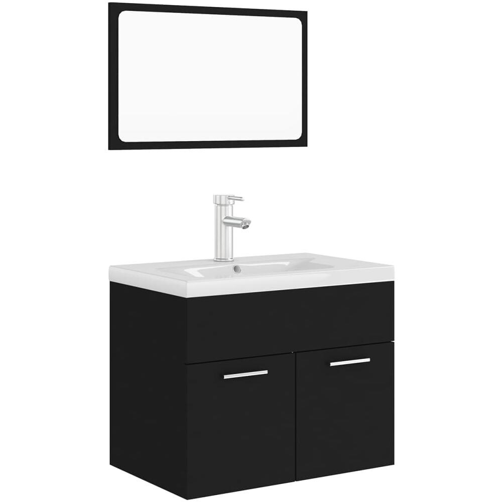 Set Mobili Da Bagno Nero In Truciolato - Foto 2