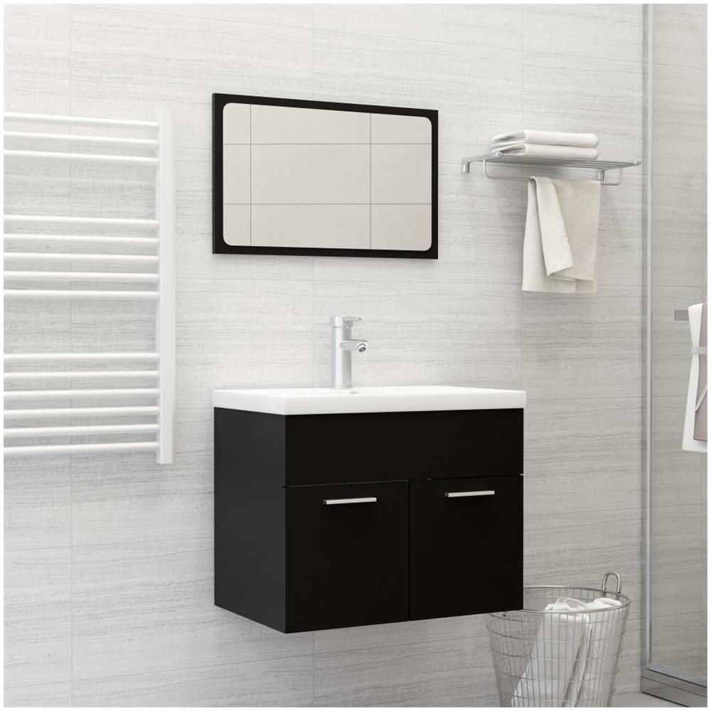 Set Mobili Da Bagno Nero In Truciolato - Foto 1