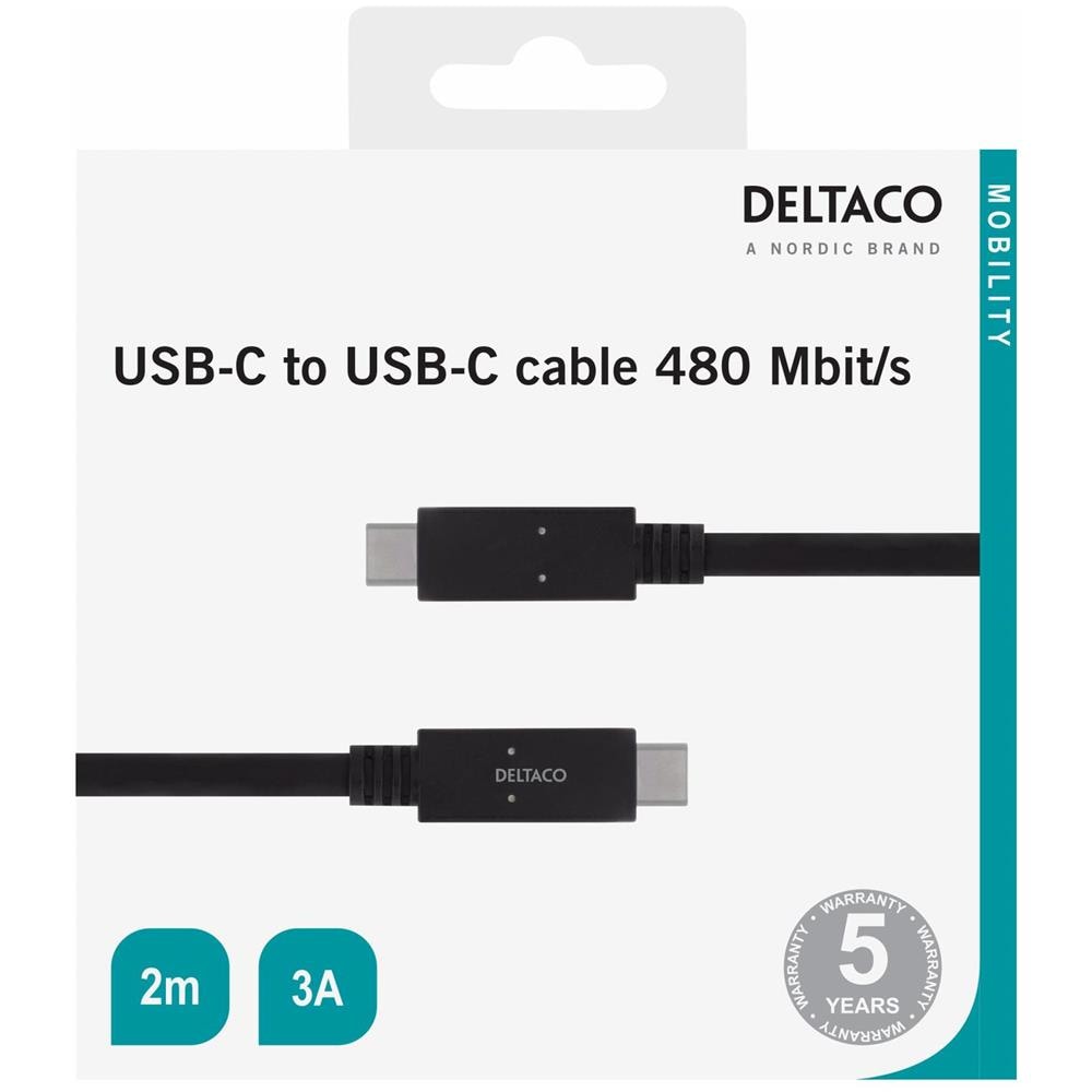 Usb 2.0 Cavo Da Usb-c A Usb-c, 2 M, Usb-if, 480 Mbit / s, Nero - Foto 2