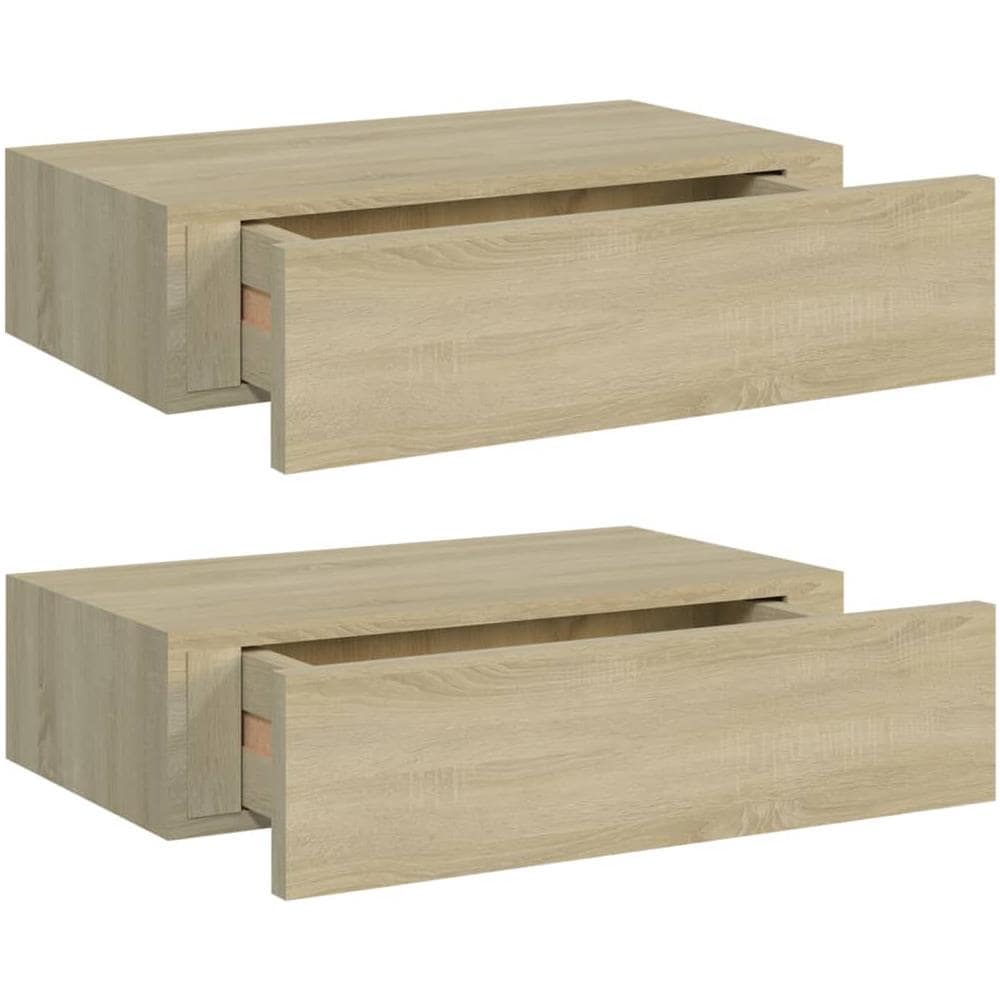 Scaffali Con Cassetti Da Parete 2pz Rovere 40x23,5x10 Cm In Mdf - Foto 2