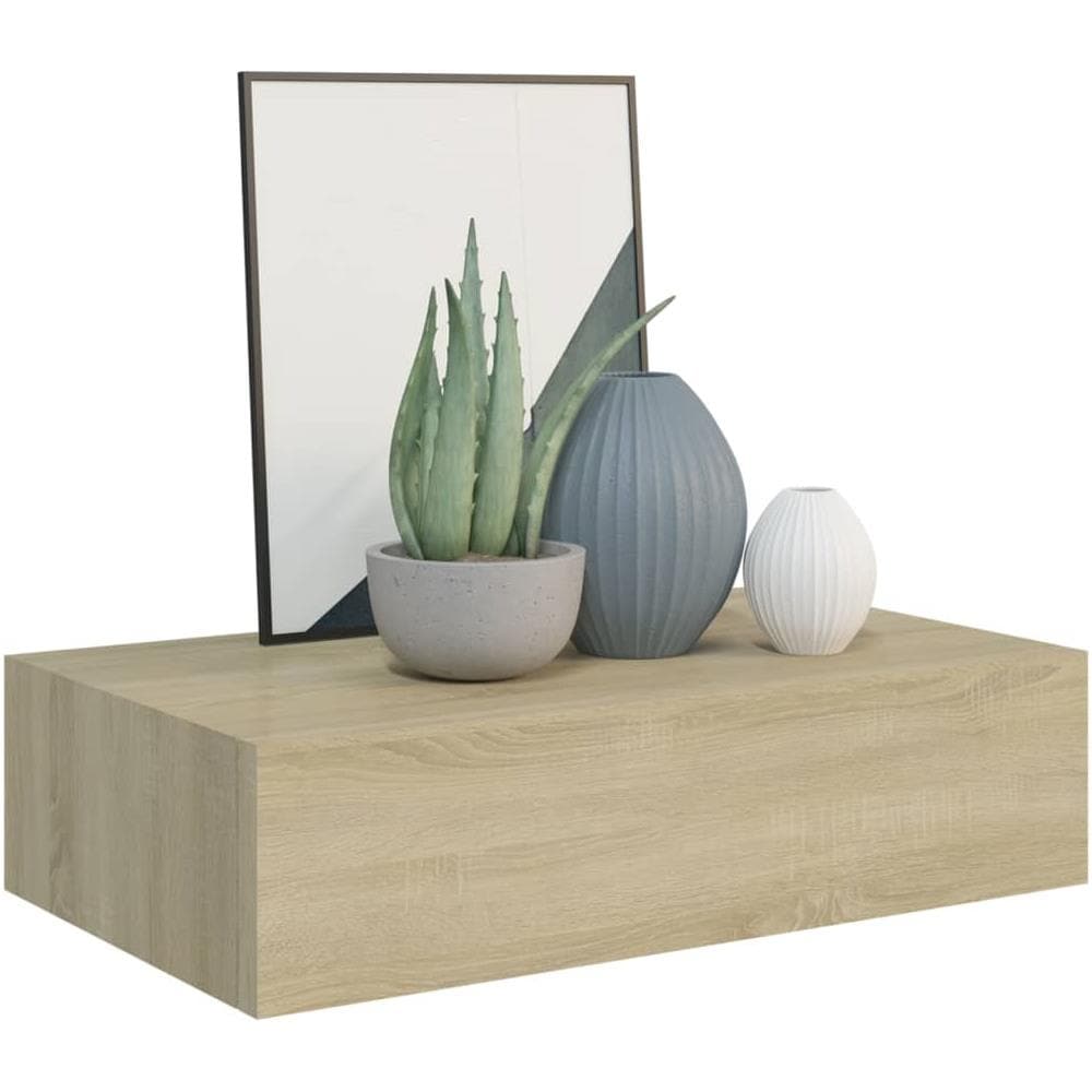 Scaffali Con Cassetti Da Parete 2pz Rovere 40x23,5x10 Cm In Mdf - Foto 3