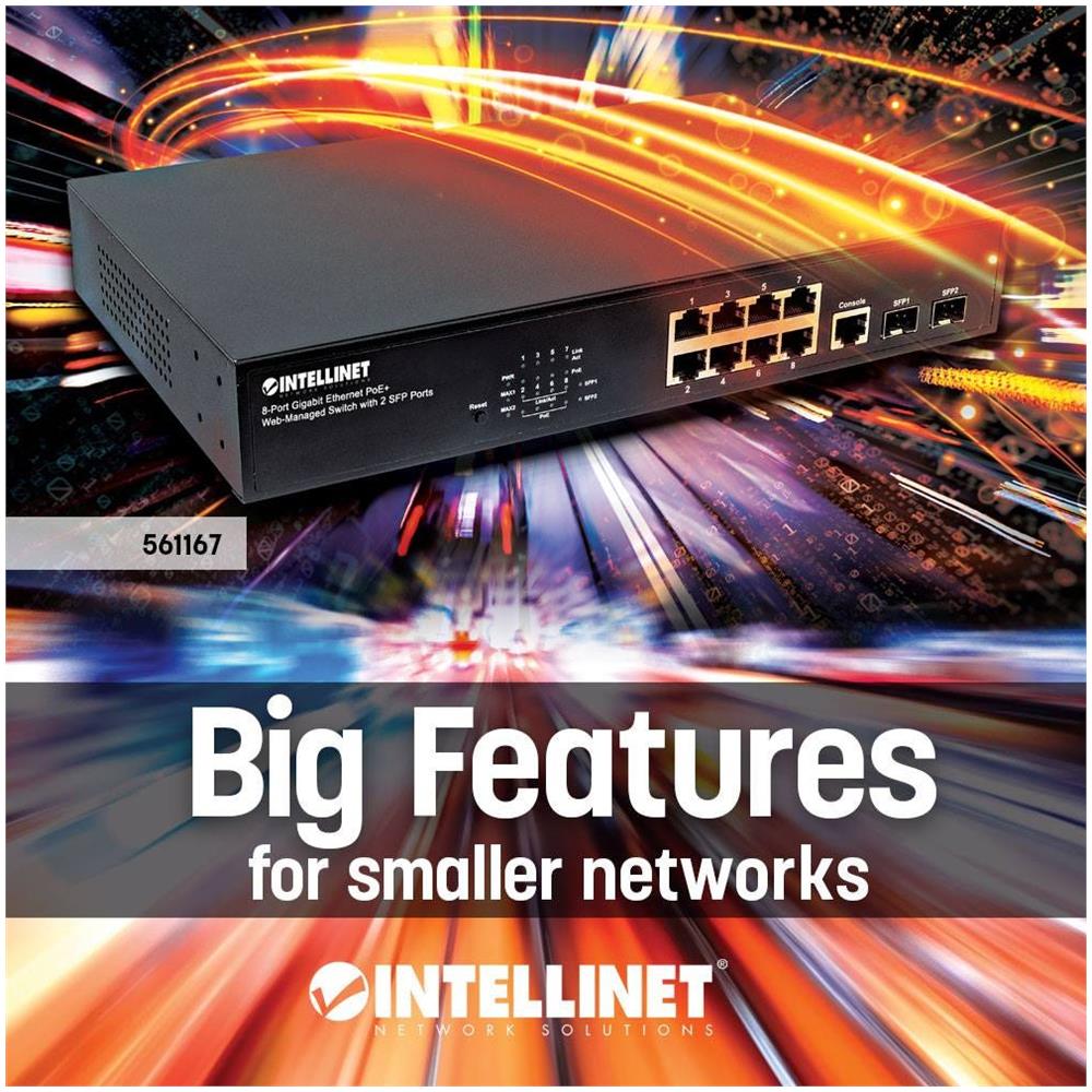 I-SWHUB 8GP3 - Switch Gigabit Ethernet 8 Porte PoE+ Web-Managed con 2 porte SFP - Foto 2