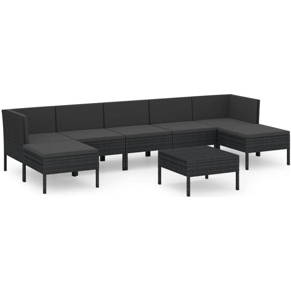 Set Divani Da Giardino 8 Pz Con Cuscini In Polyrattan Nero - Foto 2