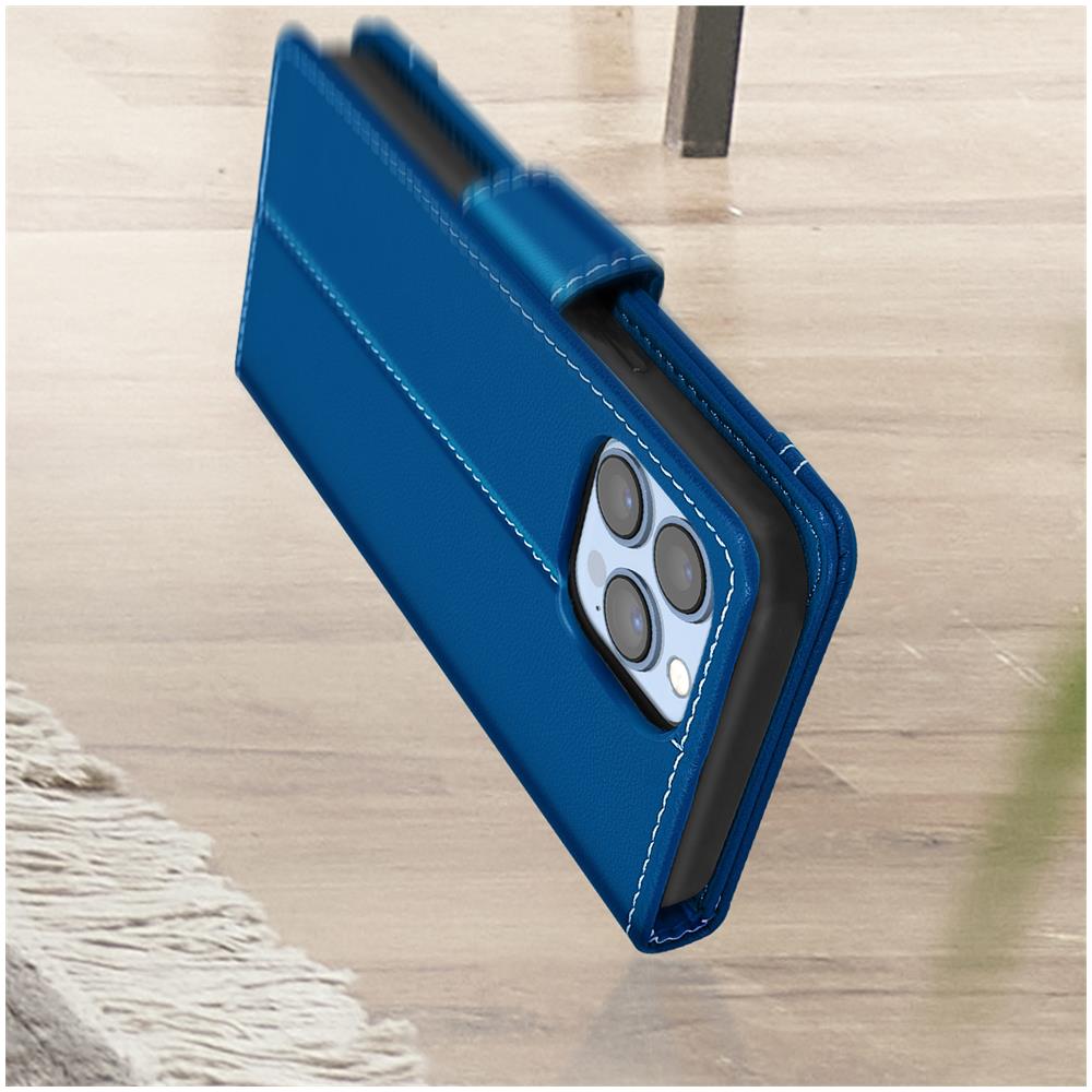 Custodia A Portafoglio Iphone 13 Pro Max Multiscomparto Supporto Video Azzurra - Foto 5
