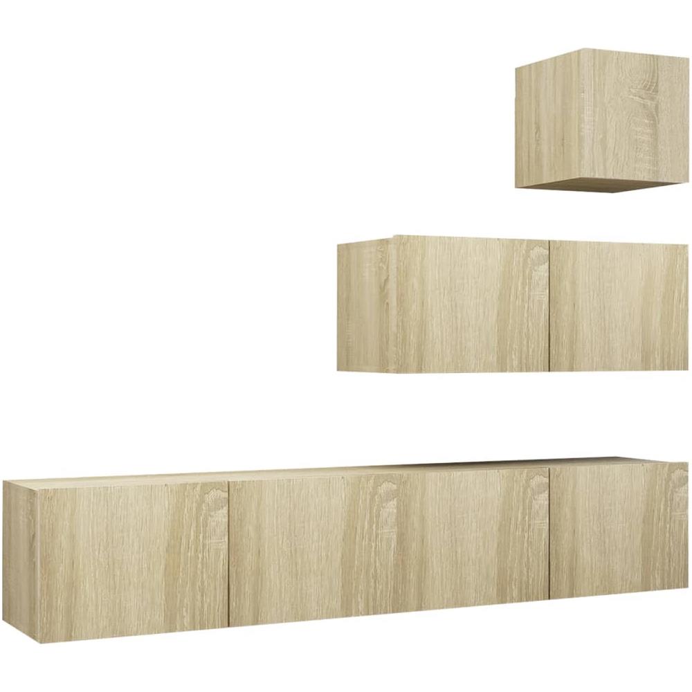 Set di Mobili Porta TV 4 pz Rovere Sonoma in Legno Multistrato - Foto 1