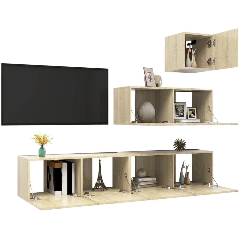 Set di Mobili Porta TV 4 pz Rovere Sonoma in Legno Multistrato - Foto 6