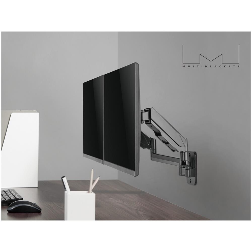 Supporto per Monitor da Parete Basic Doppio per Monitor 17-32" con Angolo di Rotazione 360° Colore Nero - Foto 10