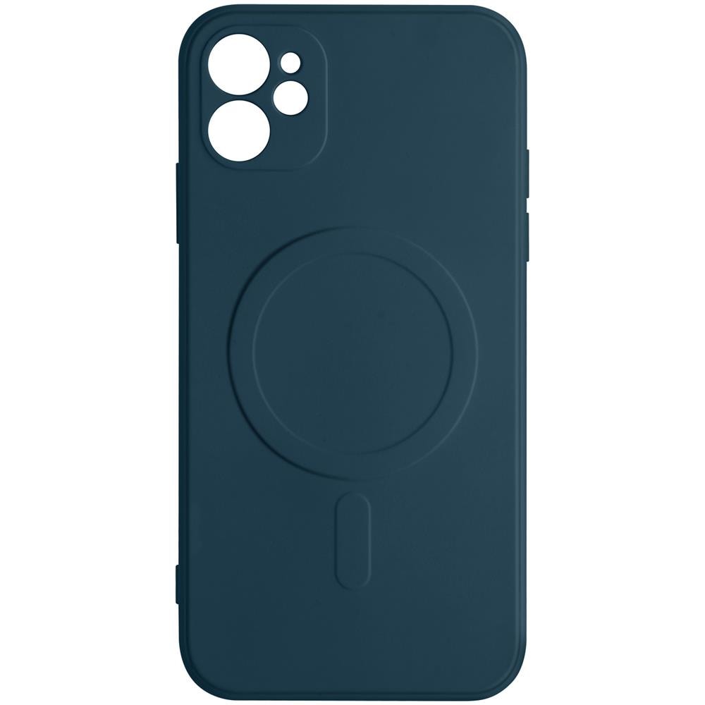 Cover Magsafe Iphone 12 Silicone Flessibile Soft-touch Mag Cover Blu Scuro - Foto 1
