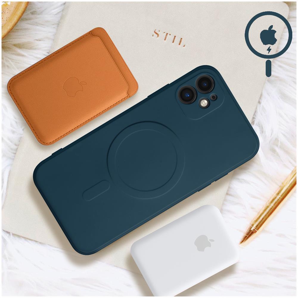 Cover Magsafe Iphone 12 Silicone Flessibile Soft-touch Mag Cover Blu Scuro - Foto 5