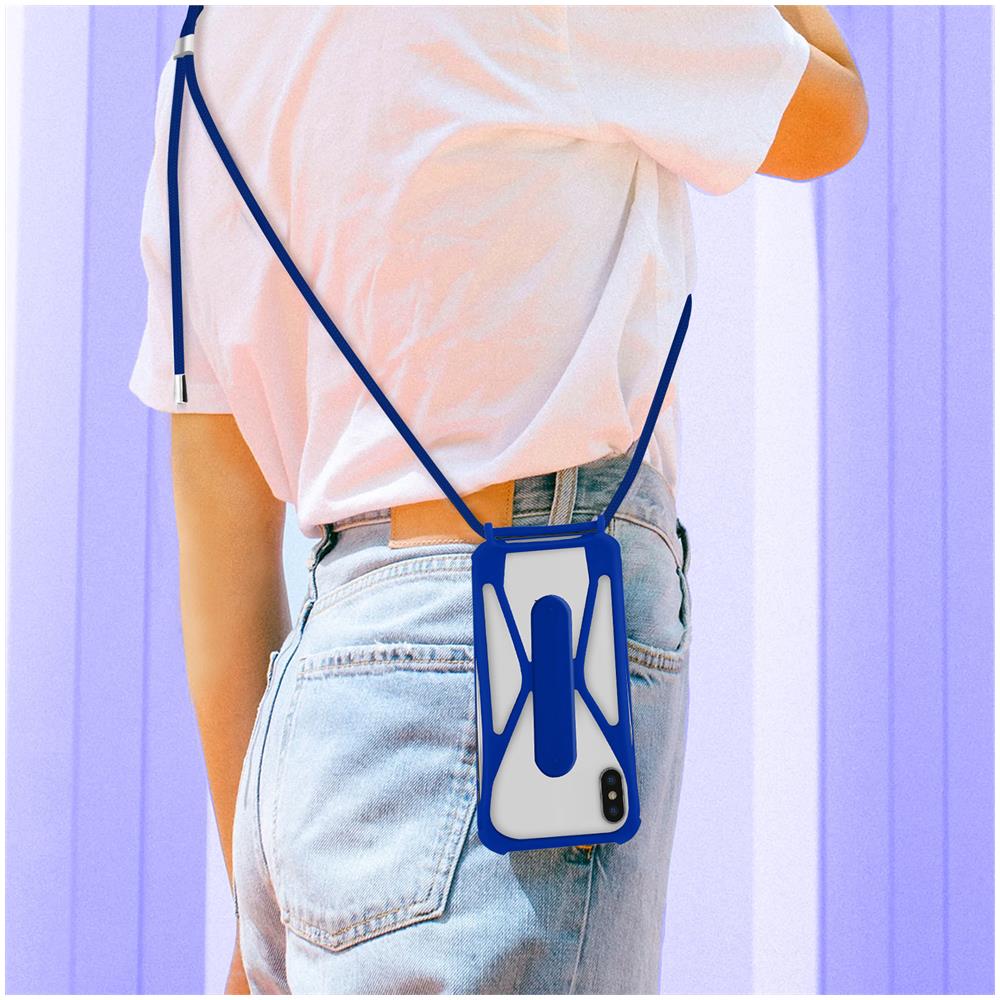 Cover Universale Smartphone Con Cordino, Angoli Bumper E Cavalletto Blu - Foto 5
