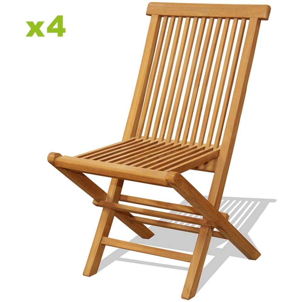 Teck Set Di 4 Sedie Da Giardino In Teak Oliato - Foto 1