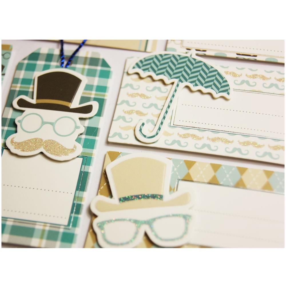 8 Etichette Adesive - Blu Retrò - Glitter - Foto 1