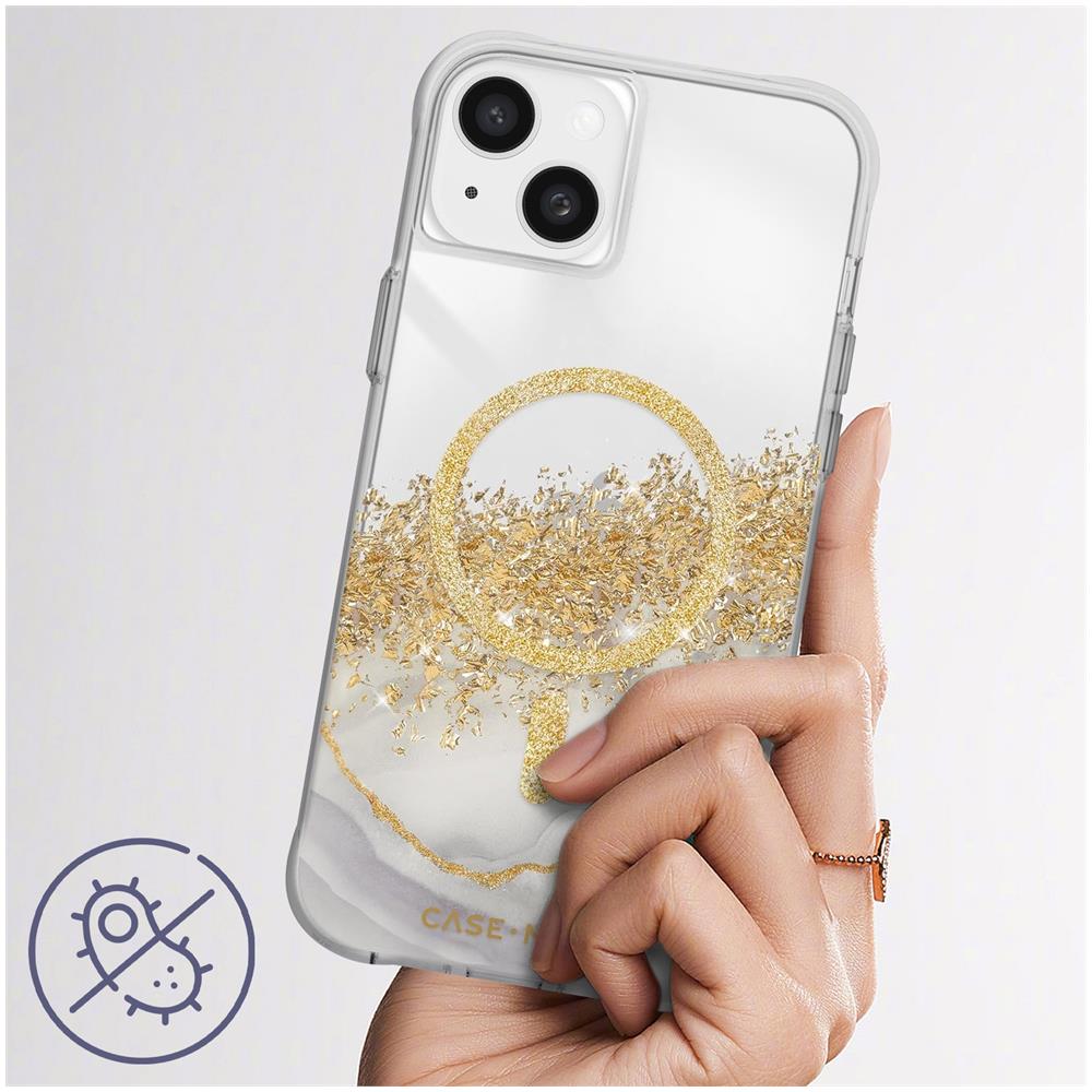 Cover Magsafe Per Iphone 15 Effetto Marmo Glitter Oro Case Mate Karat - Foto 5