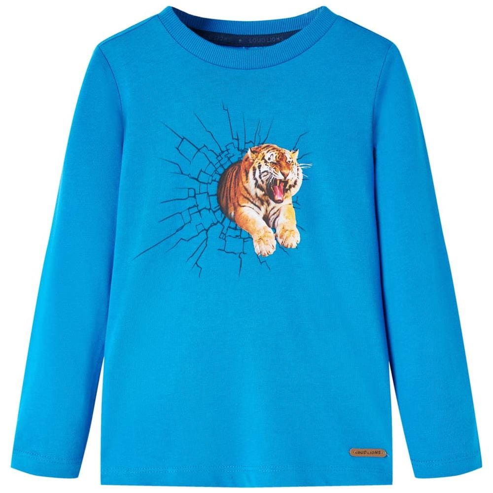 Maglietta Da Bambino A Maniche Lunghe Stampa Tigre Blu Cobalto 92 - Foto 1