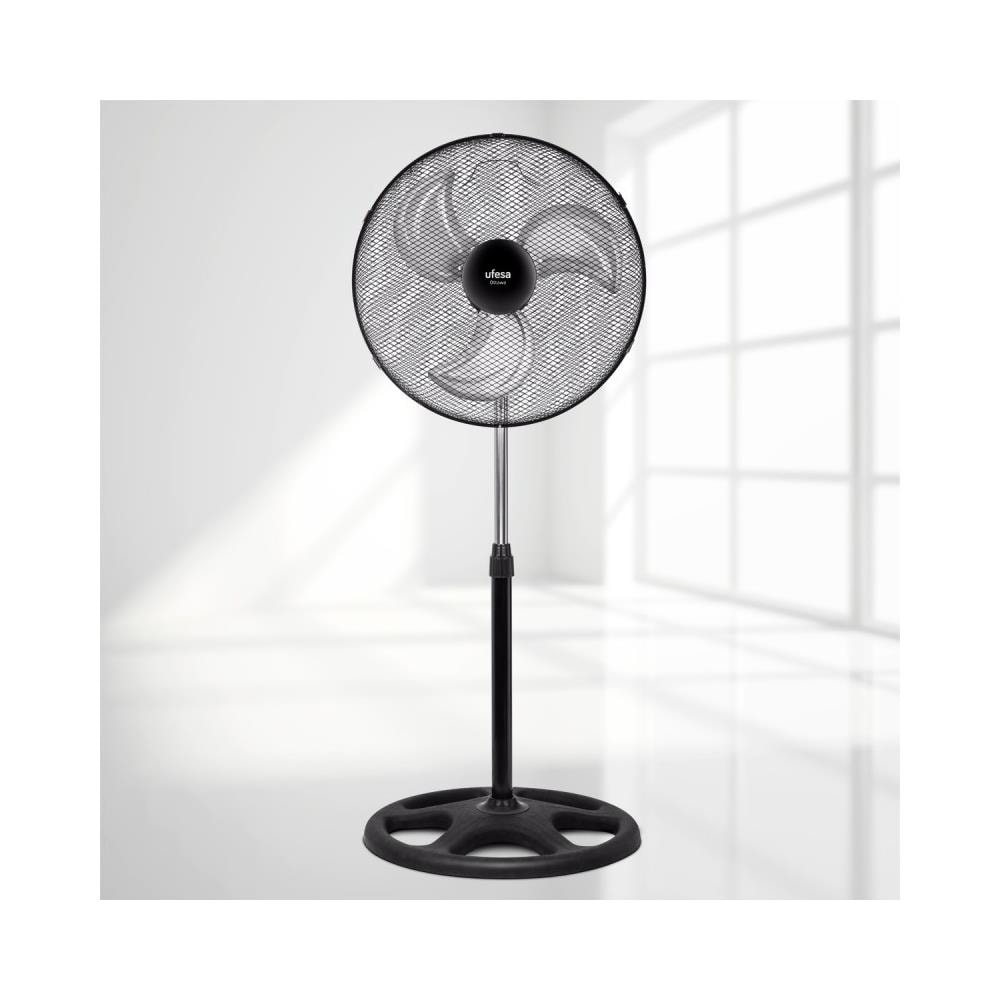 Ventilatore a Piantana Ottawa SFM1800 con 3 Livelli di Velocità Diametro 45 cm Colore Nero / Acciaio Inox - Foto 2