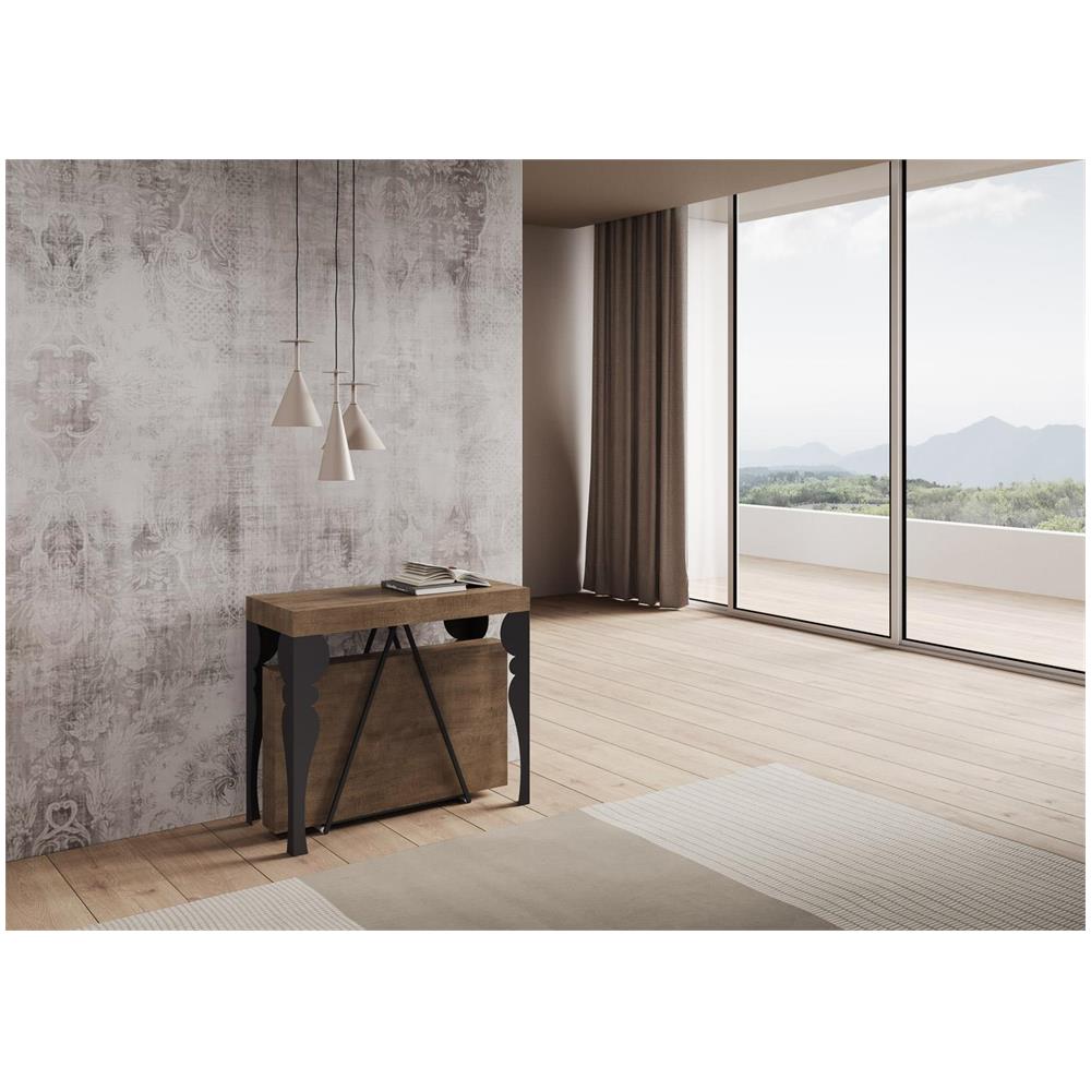 Consolle allungabile 90x40/300 cm Riza noce telaio antracite - Foto 2