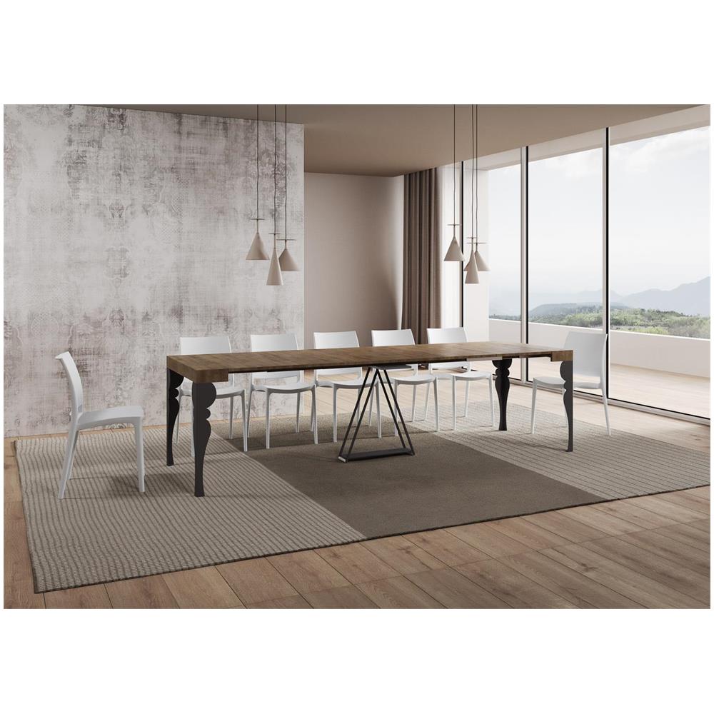 Consolle allungabile 90x40/300 cm Riza noce telaio antracite - Foto 4