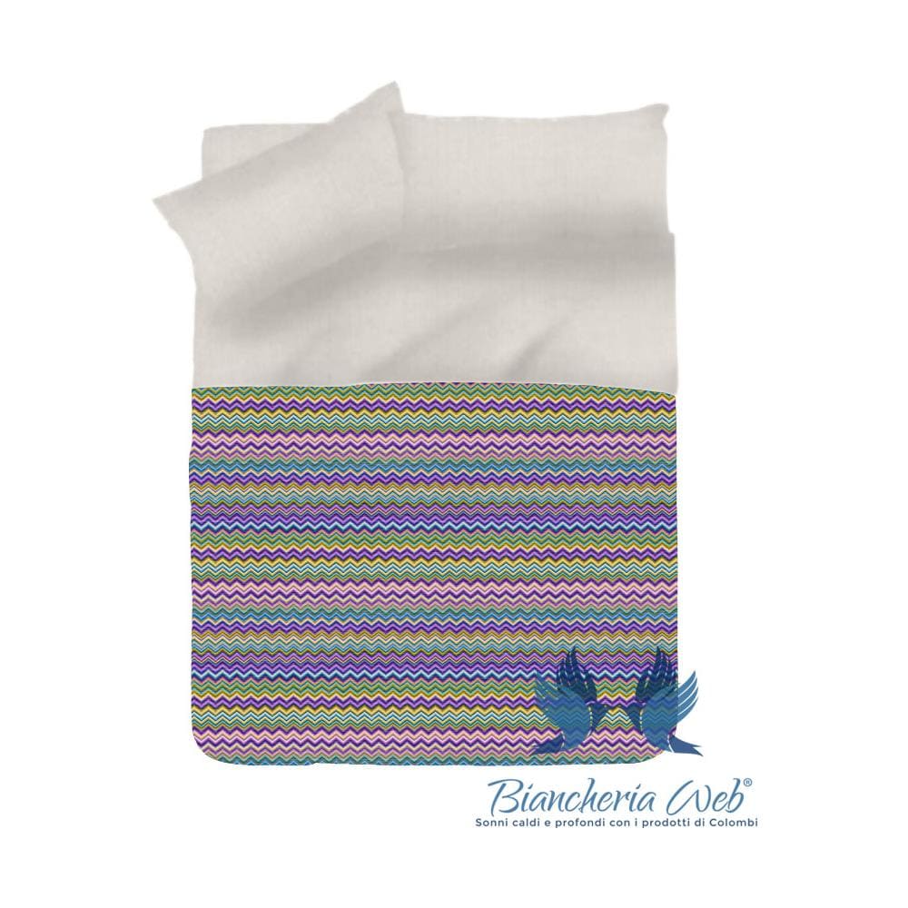 Copriletto Tessuto Piquet Primavera Estate In 100% Cotone Disegno Baia Matrimoniale Lilla - Foto 1