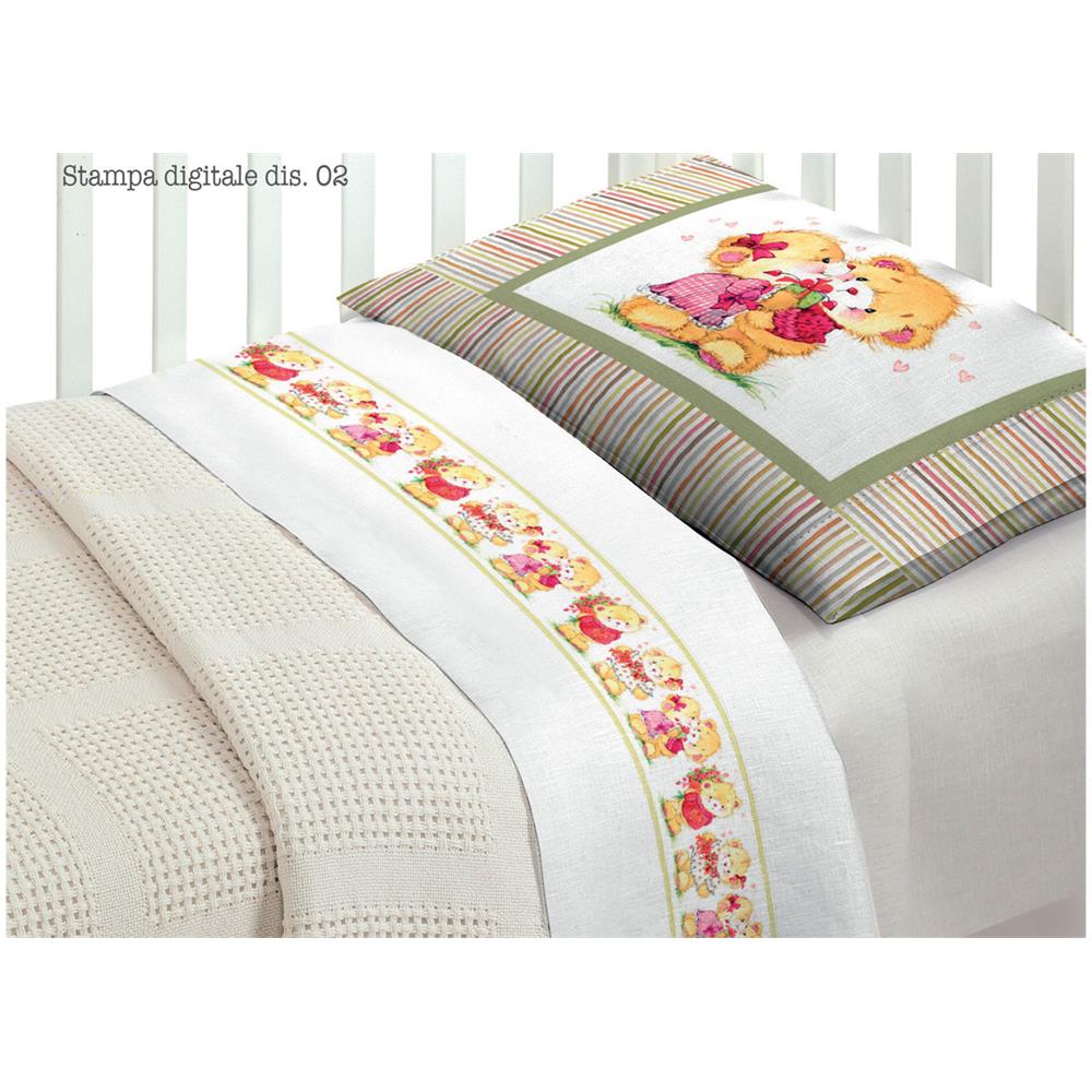 Completo Lenzuola Per Lettino In 100% Cotone Disegno 2 O.B Lettino Disegno 2 - Foto 1