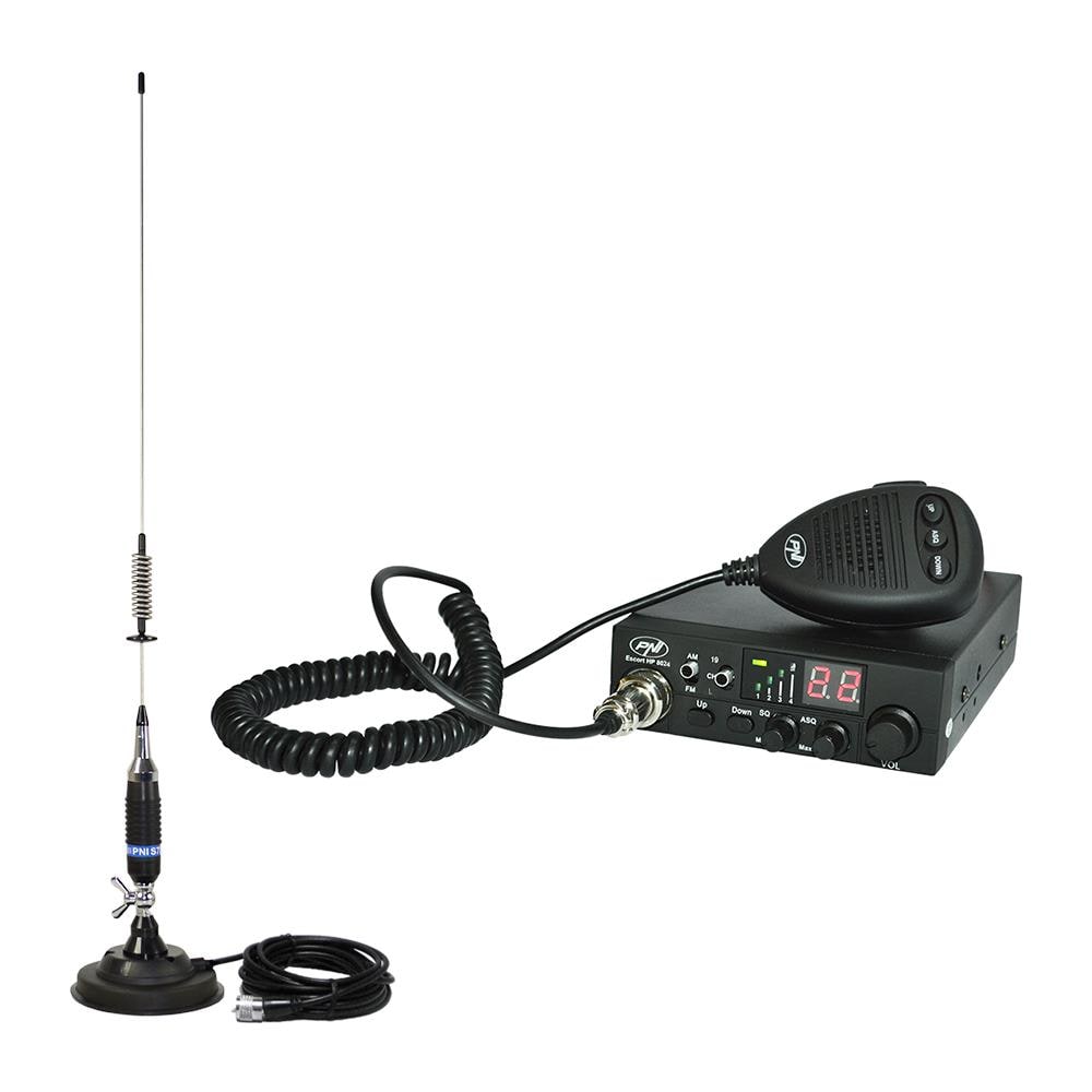 Kit Radio Cb Escort Hp 8024 Asq 12v-24v + Antenna Cb S75 Con Base Magnetica 145mm - Foto 1