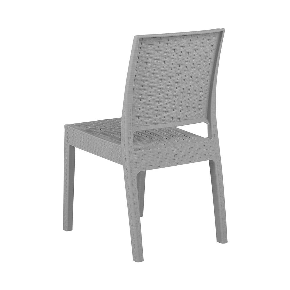 Sedia Da Giardino In Rattan-grigio Chiaro Set Di 4 Pz Fossano - Foto 2