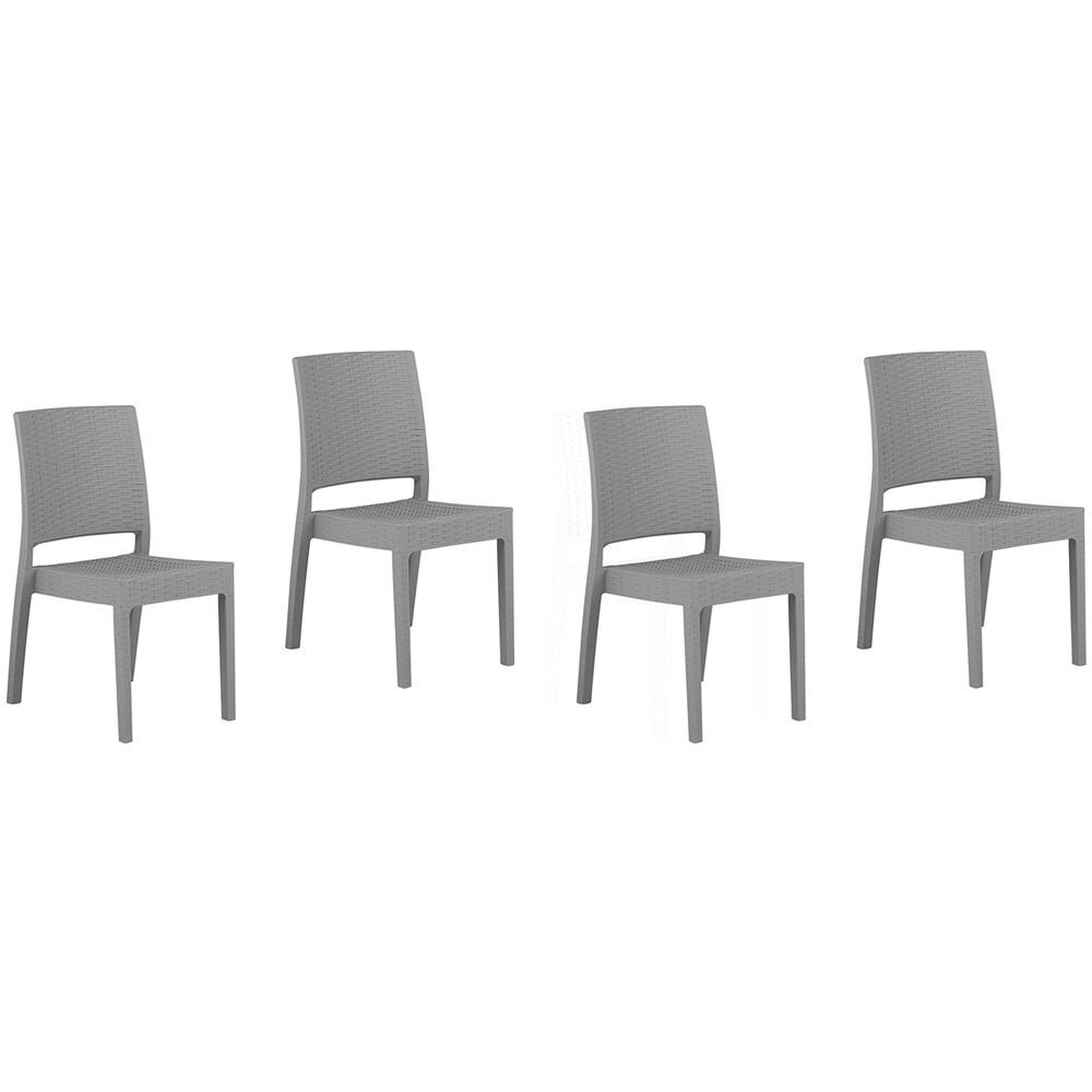 Sedia Da Giardino In Rattan-grigio Chiaro Set Di 4 Pz Fossano - Foto 1