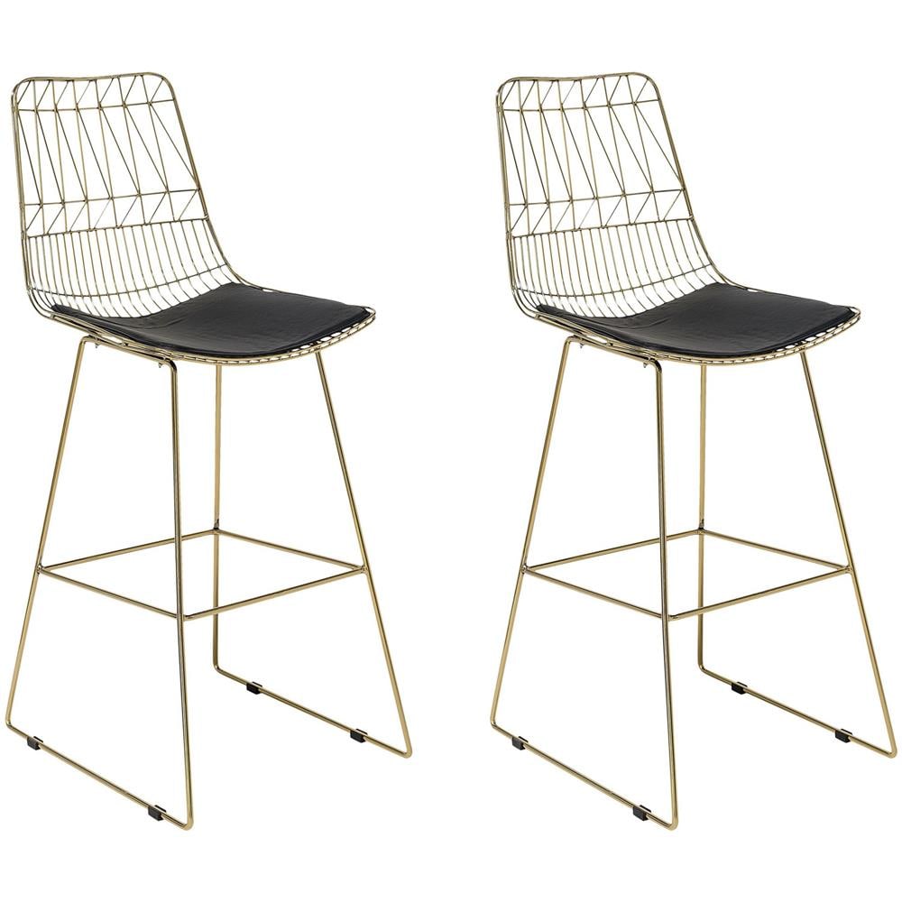 Set Di 2 Sedie Alte In Acciaio Dorato Preston - Foto 1