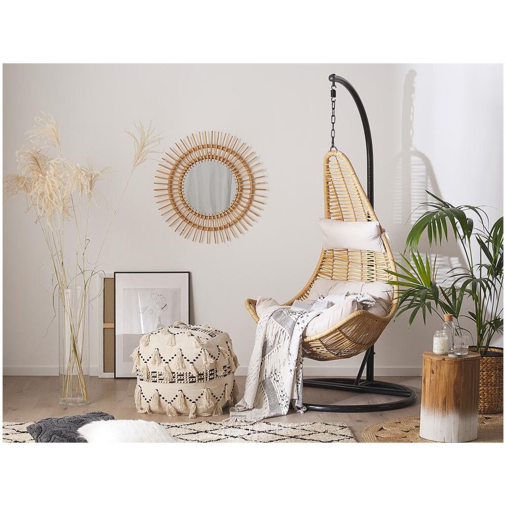 Poltrona Sospesa In Rattan Beige Con Piedistallo Atri Ii - Foto 2