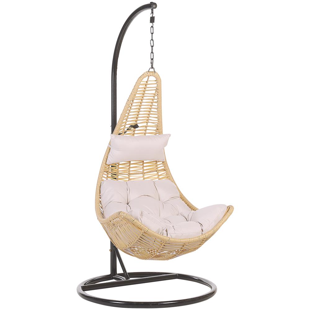 Poltrona Sospesa In Rattan Beige Con Piedistallo Atri Ii - Foto 1