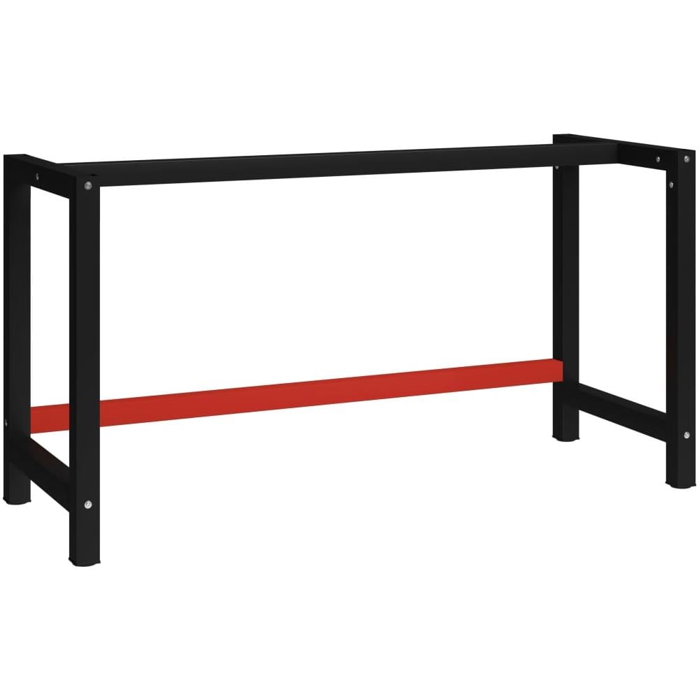 Telaio per Banco da Lavoro in Metallo 150x57x79 cm Nero e Rosso - Foto 1