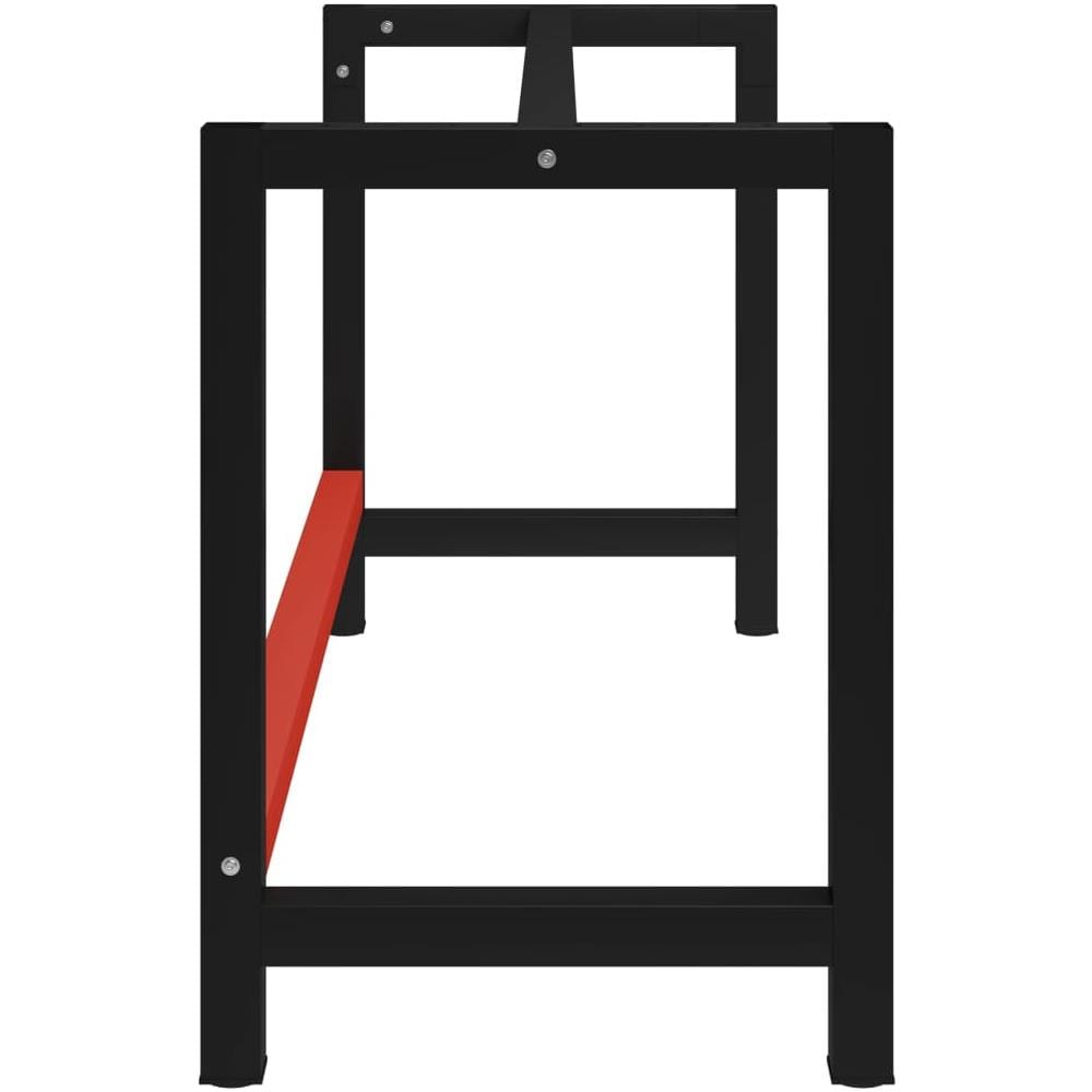 Telaio per Banco da Lavoro in Metallo 150x57x79 cm Nero e Rosso - Foto 3
