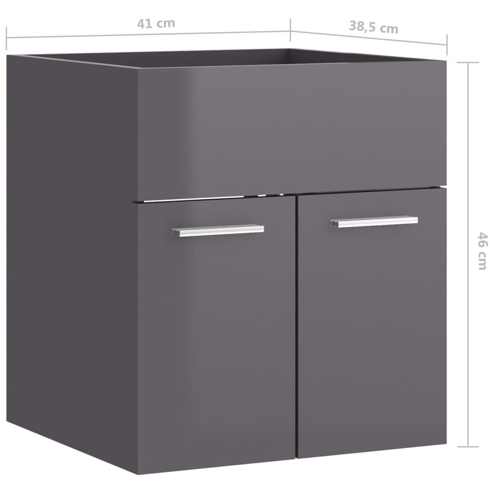 Mobile Sottolavabo Grigio Lucido 41x38,5x46cm Legno Multistrato - Foto 7