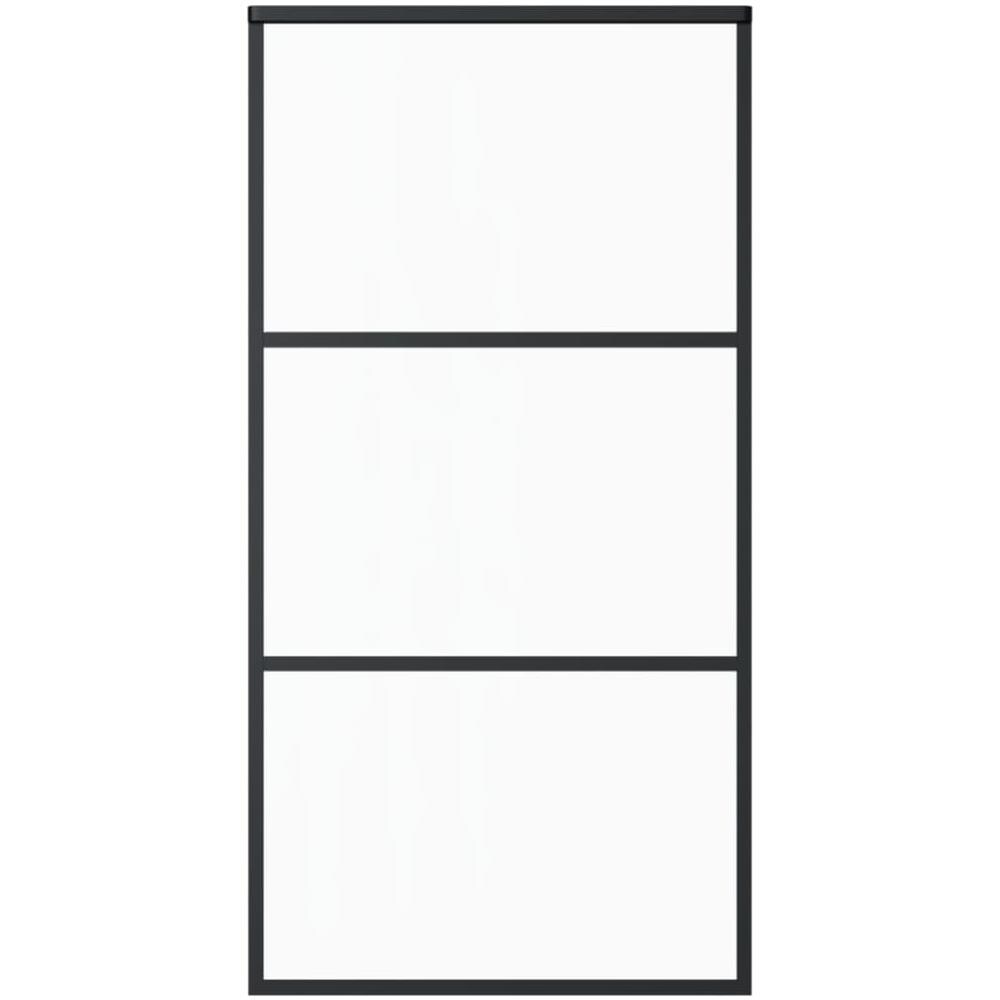 Porta Scorrevole In Vetro Esg E Alluminio 102x205 Cm Nera - Foto 2