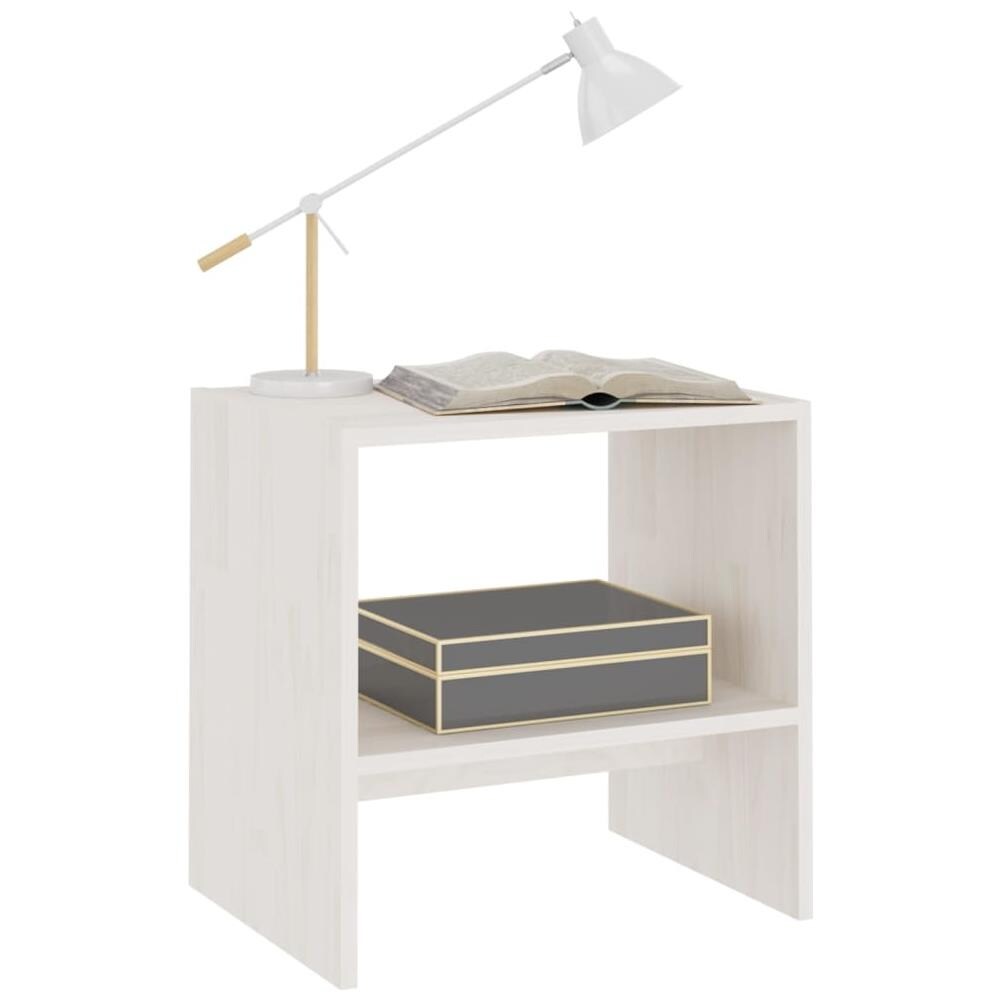 Comodino Bianco 40x30,5x40 Cm In Legno Massello Di Pino - Foto 2