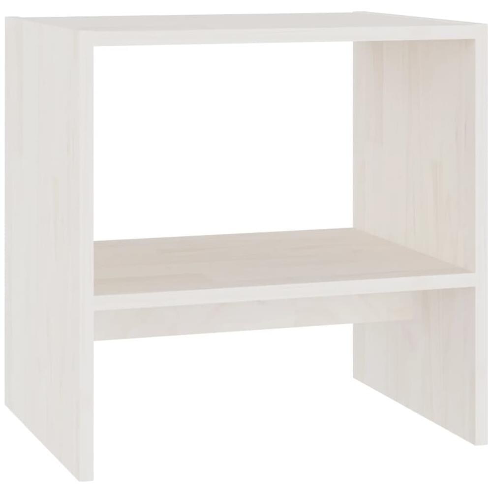 Comodino Bianco 40x30,5x40 Cm In Legno Massello Di Pino - Foto 1