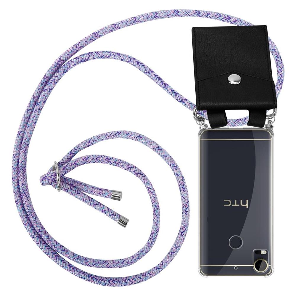Catena Di Telefoni Cellulari Compatibile Con Htc Desire 10 Lifestyle / Desire 825 In Unicorn - Coperchio Protettivo In Silicone Con Anelli D'argento, Cinturino In Corda E Custodia Staccabile - Foto 1