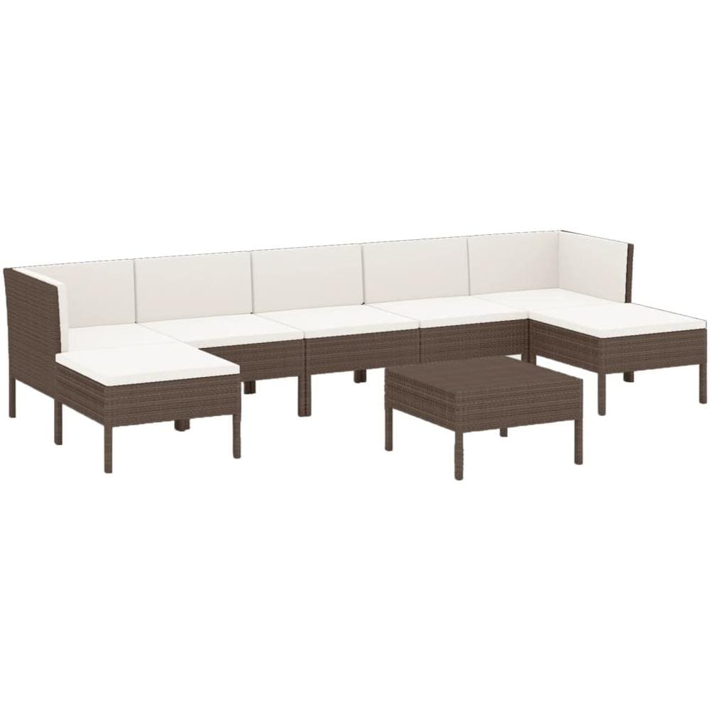 Set Divani Da Giardino 8 Pz Con Cuscini In Polyrattan Marrone - Foto 2