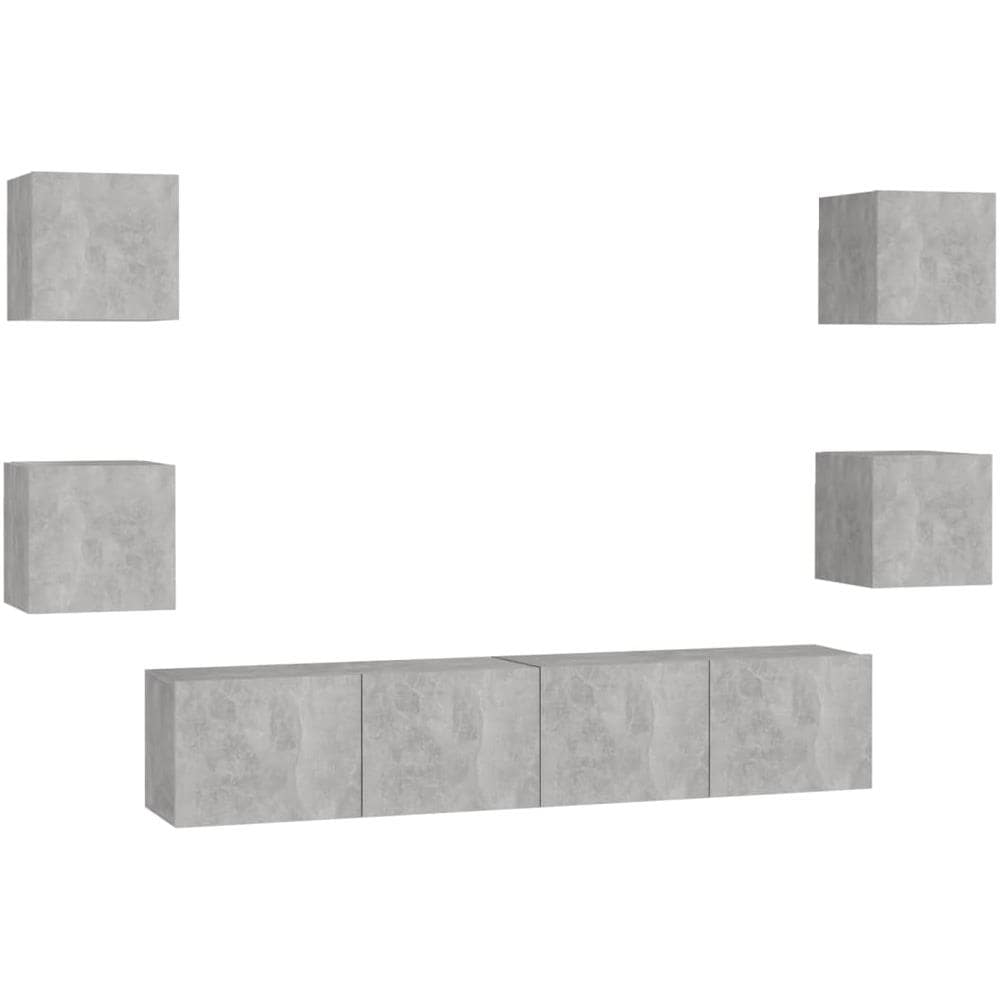 Set di Mobili Porta TV 6 pz Grigio Cemento in Legno Multistrato - Foto 1