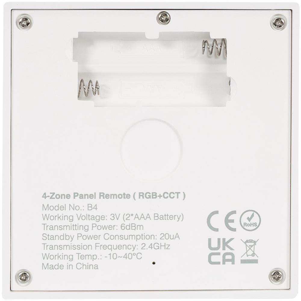 Telecomando Rf Per Regolatori Led Rgb + Cct 4 Zone B4 86x86x16 Mm Vetro - Foto 2