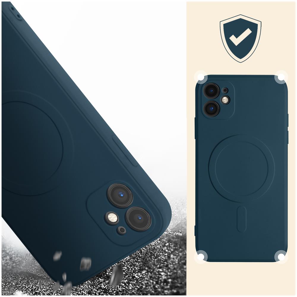 Cover Magsafe Iphone 11 Silicone Flessibile Soft-touch Mag Cover Blu Scuro - Foto 2