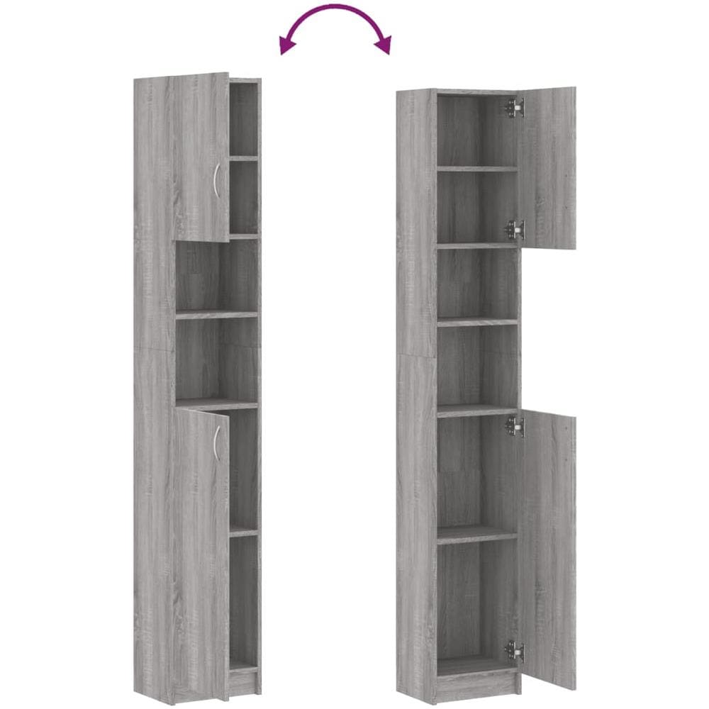 Armadietto Bagno Grigio Sonoma 32x25,5x190 cm Legno Multistrato - Foto 2