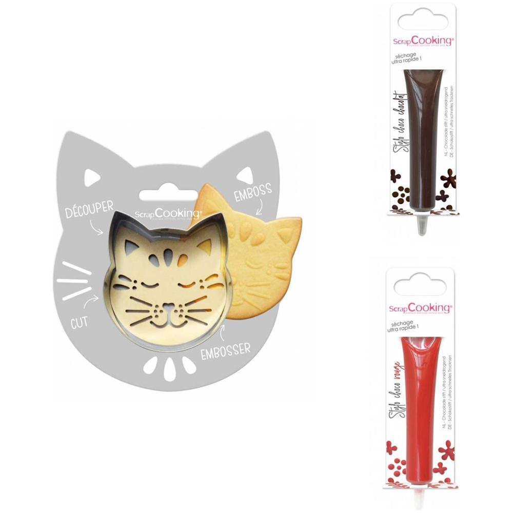 Kit Biscotti Di Soccorso Per Gatti + 2 Penne Di Cioccolato Marrone E Rosso - Foto 1
