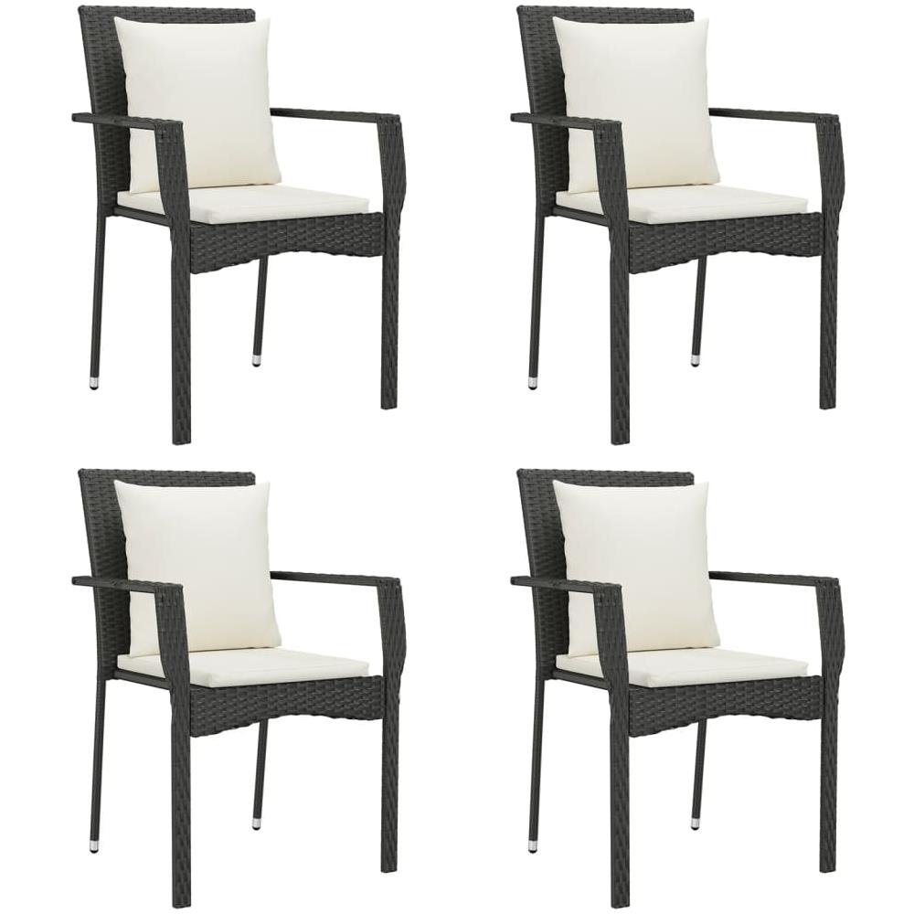 Sedie Da Giardino Con Cuscini 4 Pz In Polyrattan Nere - Foto 2