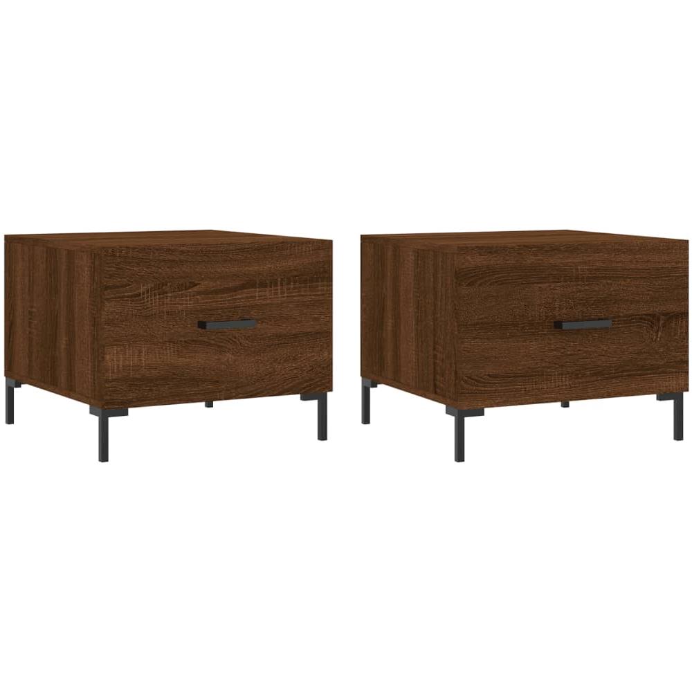 Tavolini Salotto 2 Pz Rovere Marrone 50x50x40 Legno Multistrato - Foto 2