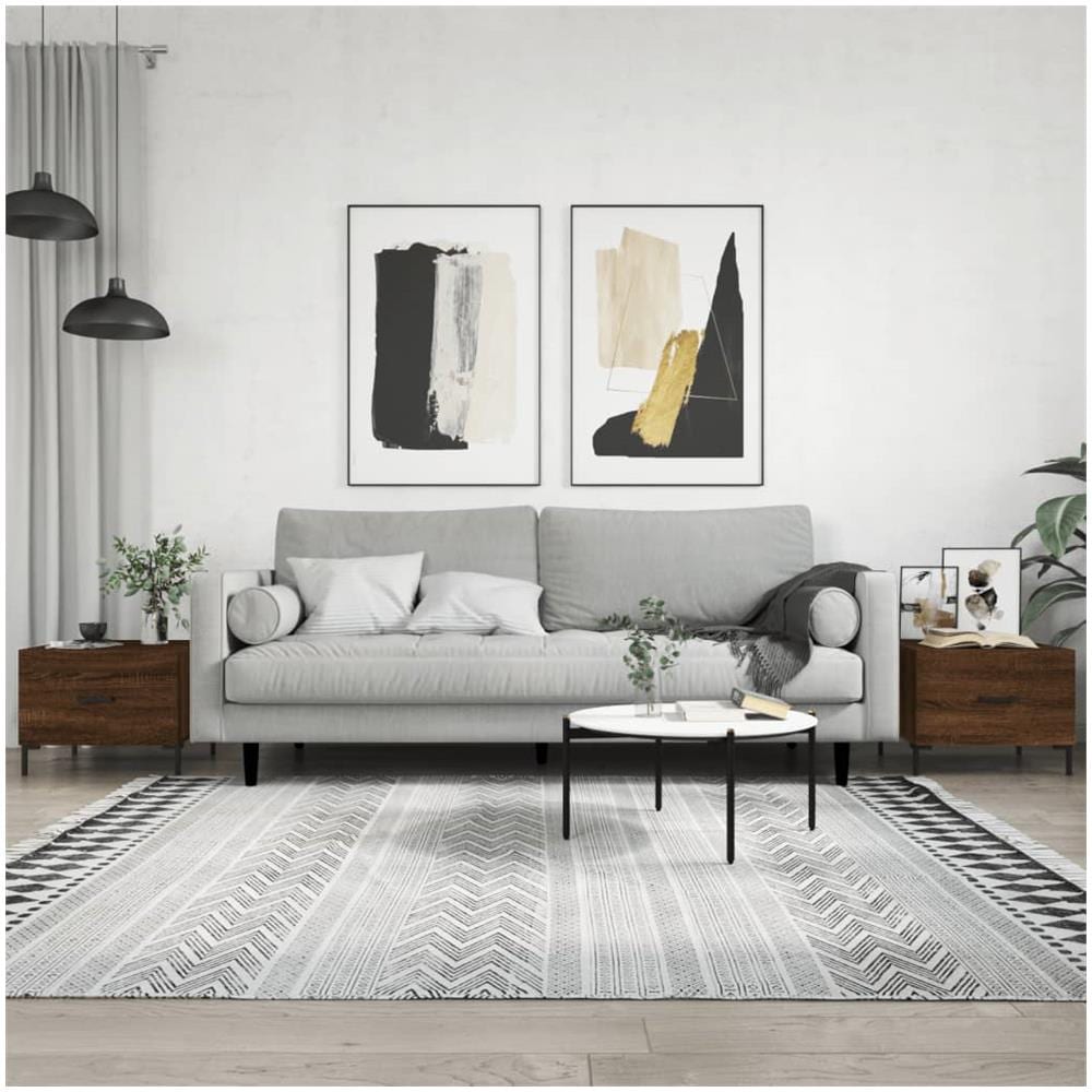 Tavolini Salotto 2 Pz Rovere Marrone 50x50x40 Legno Multistrato - Foto 1